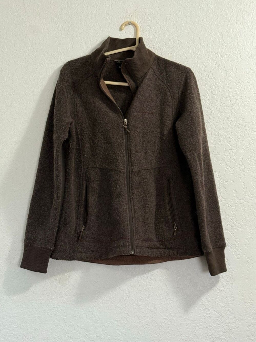 Marmot wool blend sweater jacket sz L warm cozy winter brown